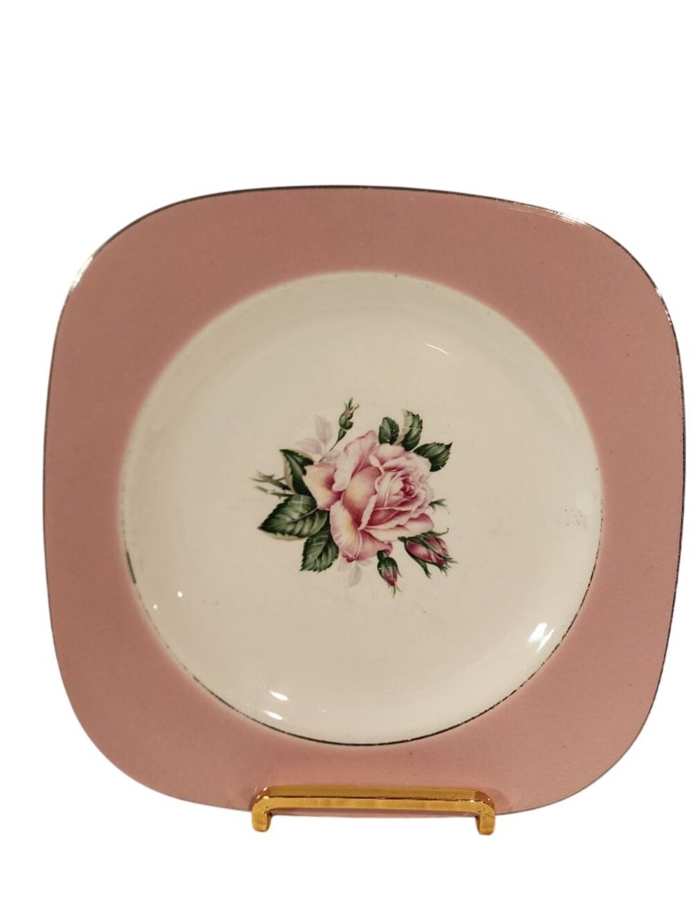 Lifetime China Company Square Salad Plate Pink Rose USA